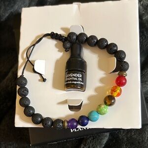 Black Lava Bead Bracelet with Multicolor Accent Beads